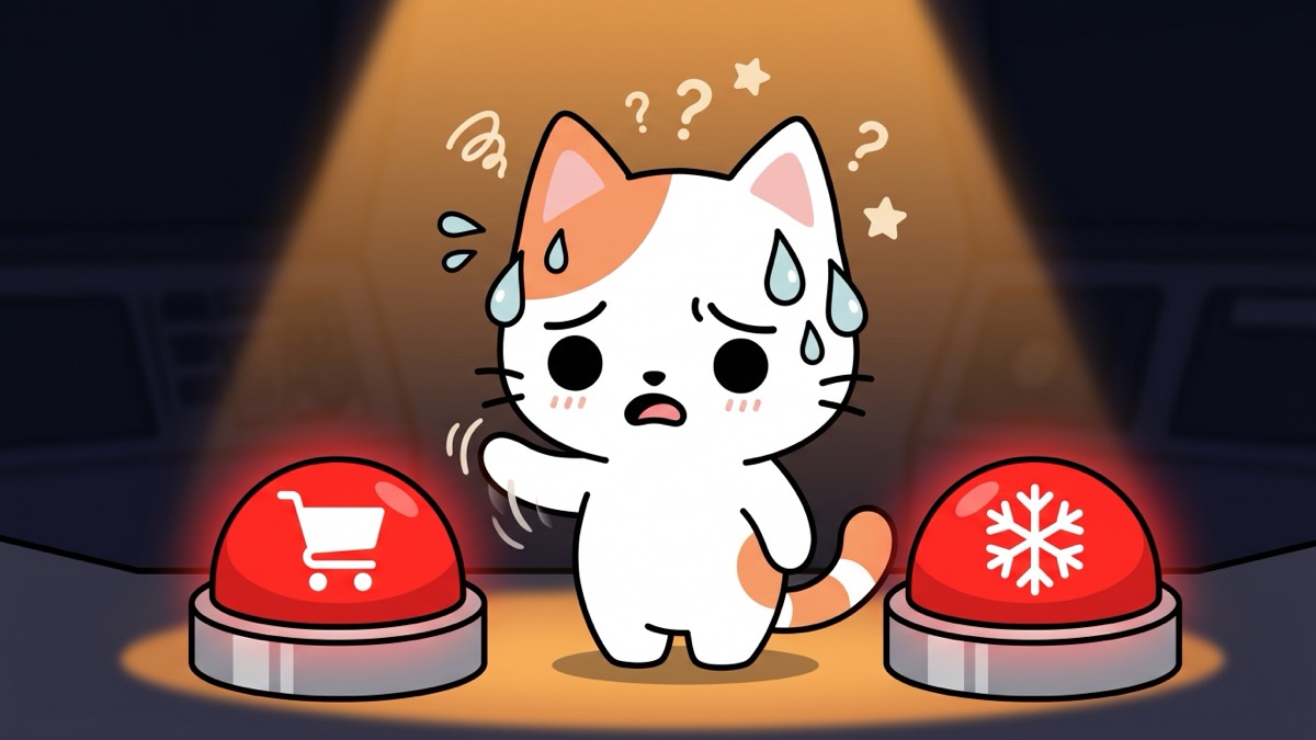 Brain choosing between a reasonable decision and the impulsive checkout button